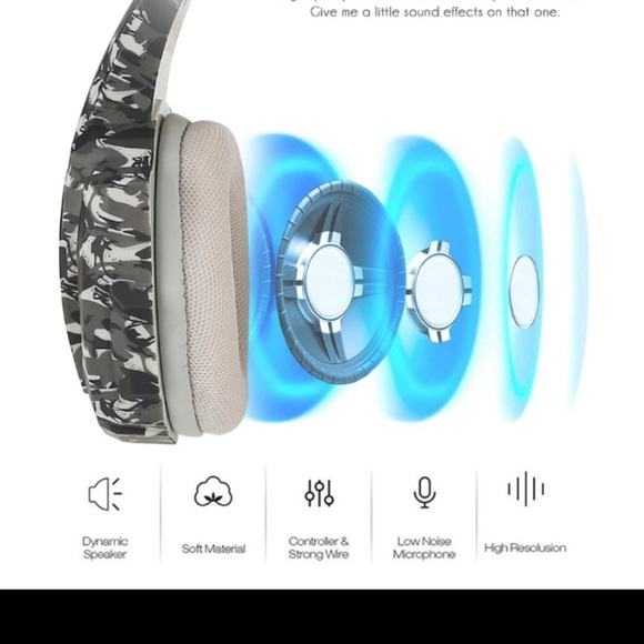 Camouflage Gaming Headphones with Microphone and LED Light for PS4, Xbox One Com - Picture 11 of 15